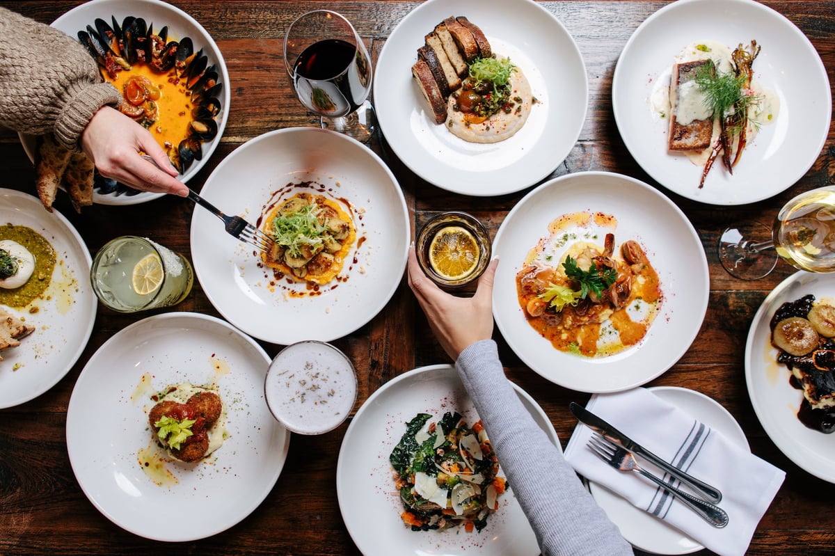 Selection of dishes and beverages served across an Everest Group venue
